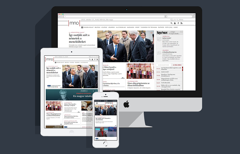 Hírportál design MNO.hu (2015-ben év honlapja díj)