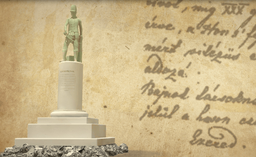 Hős katona emlékműve animált illusztráció